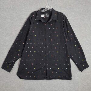 Tacobell Men Shirt XL Black Logo All‎ Over Print Long Sleeve Collar